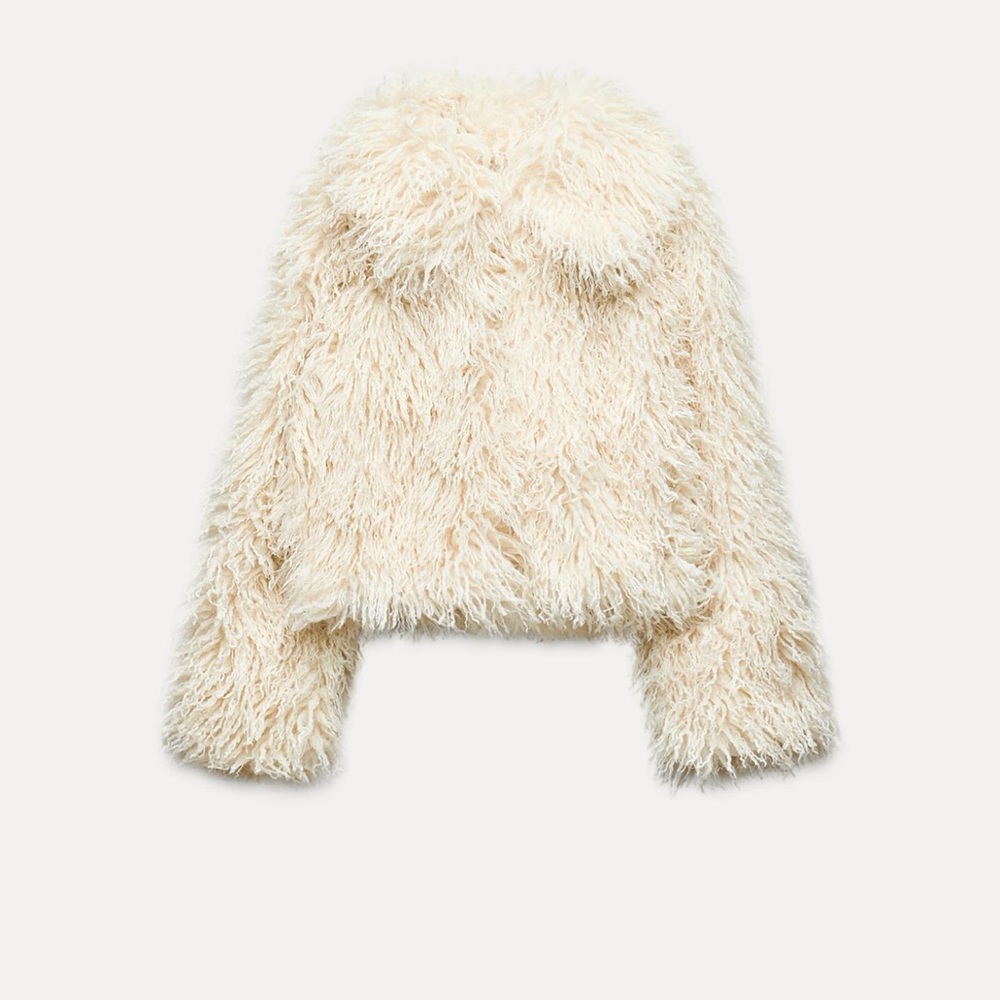 ZARA Style Faux Fur Shaggy Jacket – Cream Size S/M